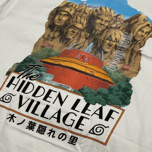 Naruto Shippuden Men's Hokage Rock Mountain White Anime Shirt Size XL - Picture 2 of 3